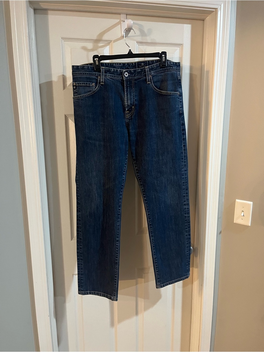 Ag Adriano Goldschmied Men's Straight Jeans in Dark Blue